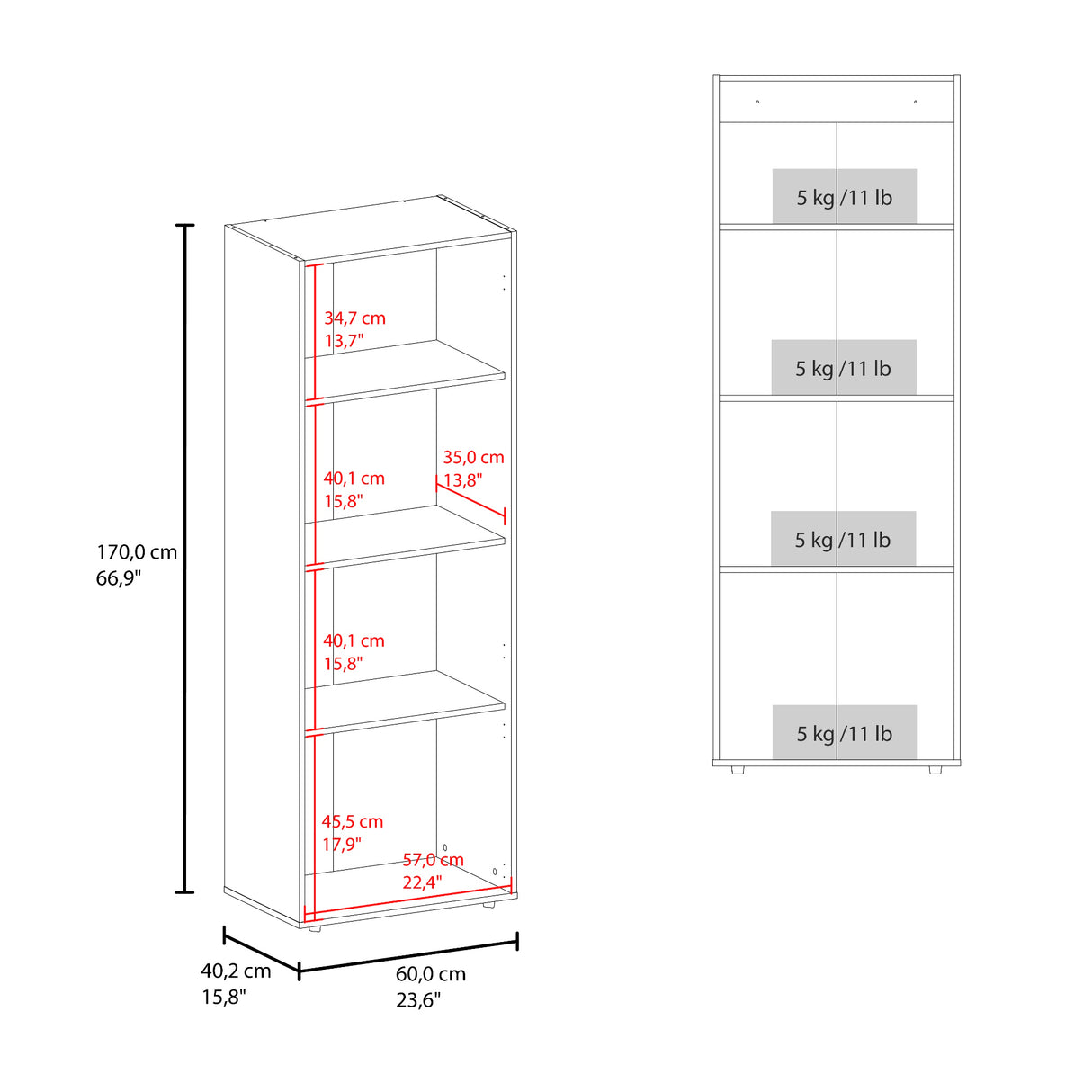 Closet Tuhogar Bardolino y Blanco 60x170cm con Cuatro Compartimientos y con Tres Puertas - CLOSETS | Bylmo