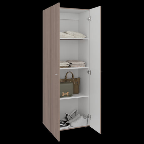 Closet Tuhogar Bardolino y Blanco 60x170cm con Cuatro Compartimientos y con Dos Puertas - CLOSETS | Bylmo