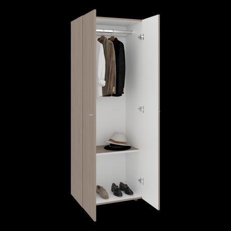 Closet Tuhogar Bardolino y Blanco 60x170cm con Tres Compartimientos y con Dos Puertas - CLOSETS | Bylmo