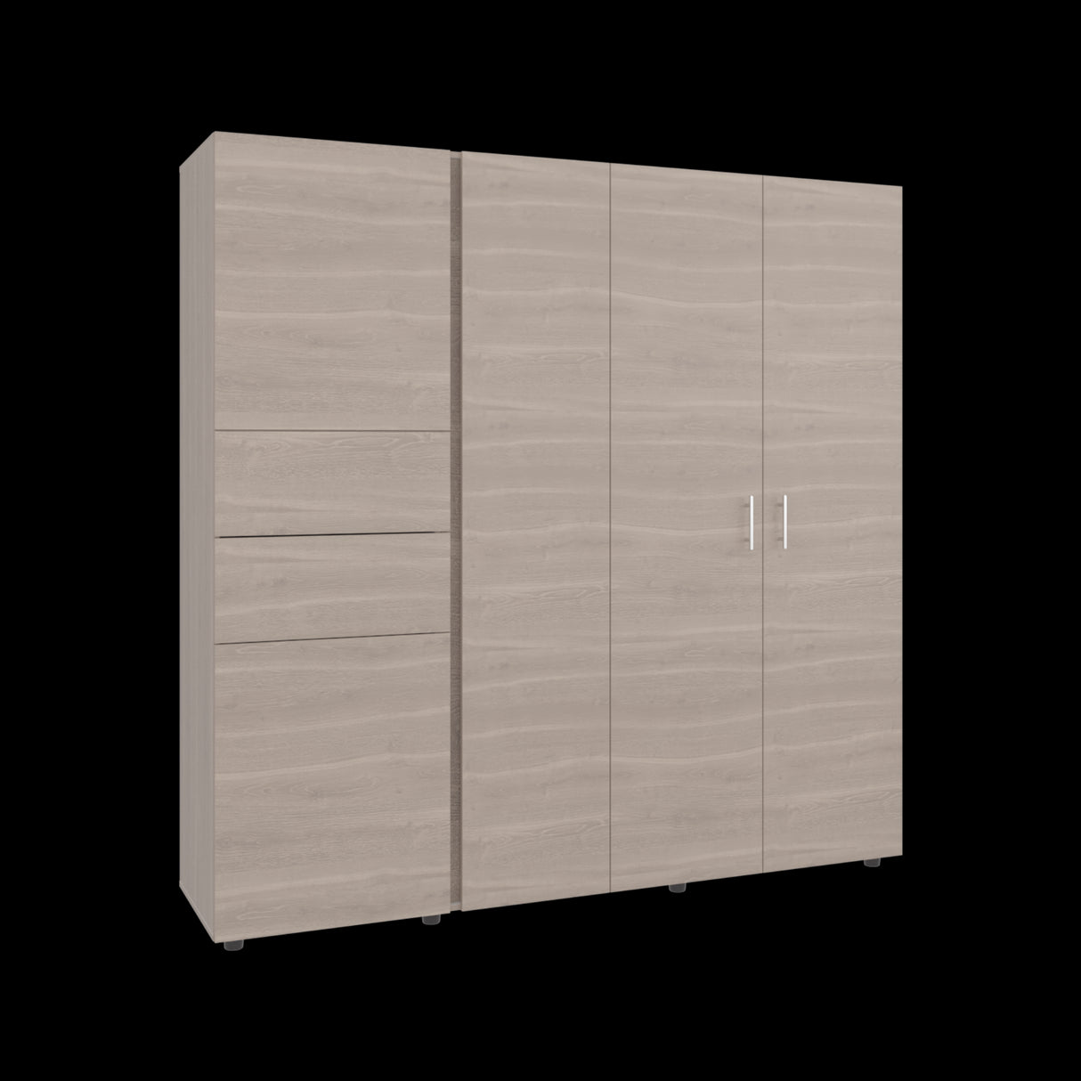 Closet Antalya Bardolino y Blanco 200.1x200cm con Diez Compartimientos y con Cinco Puertas - CLOSETS | Bylmo