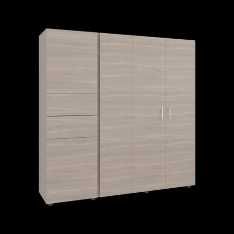 Closet Antalya Bardolino y Blanco 200.1x200cm con Diez Compartimientos y con Cinco Puertas - CLOSETS | Bylmo