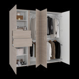 Closet Antalya Bardolino y Blanco 200.1x200cm con Diez Compartimientos y con Cinco Puertas - CLOSETS | Bylmo