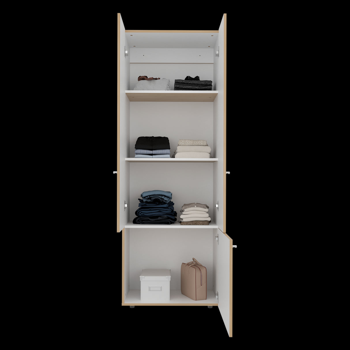 Closet Tuhogar Fresno y Blanco 60x170cm con Cuatro Compartimientos y con Tres Puertas - CLOSETS | Bylmo