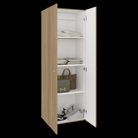 Closet Tuhogar Fresno y Blanco 60x170cm con Cuatro Compartimientos y con Dos Puertas - CLOSETS | Bylmo