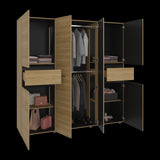 Closet Berino Fresno y Wengue 200x200cm con Diez Compartimientos y con Seis Puertas - CLOSETS | Bylmo
