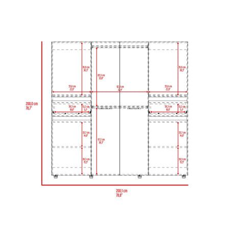Closet Berino Fresno y Wengue 200x200cm con Diez Compartimientos y con Seis Puertas - CLOSETS | Bylmo
