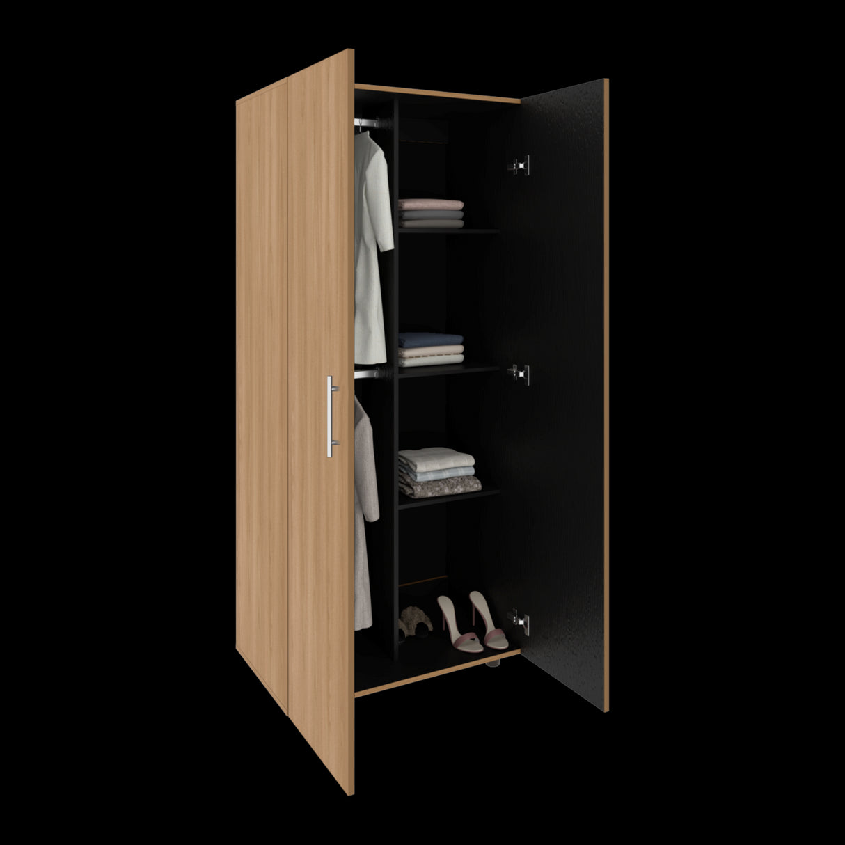 Closet Tera Fresno y Wengue 80x180cm con Seis Compartimientos y con Dos Puertas - CLOSETS | Bylmo
