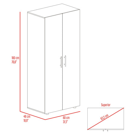 Closet Tera Fresno y Wengue 80x180cm con Seis Compartimientos y con Dos Puertas - CLOSETS | Bylmo