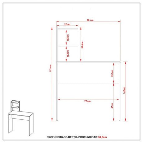 Escritorio Seattle Almendra 80x113cm Minimalista con Organizador de Libros - ESCRITORIOS | Bylmo