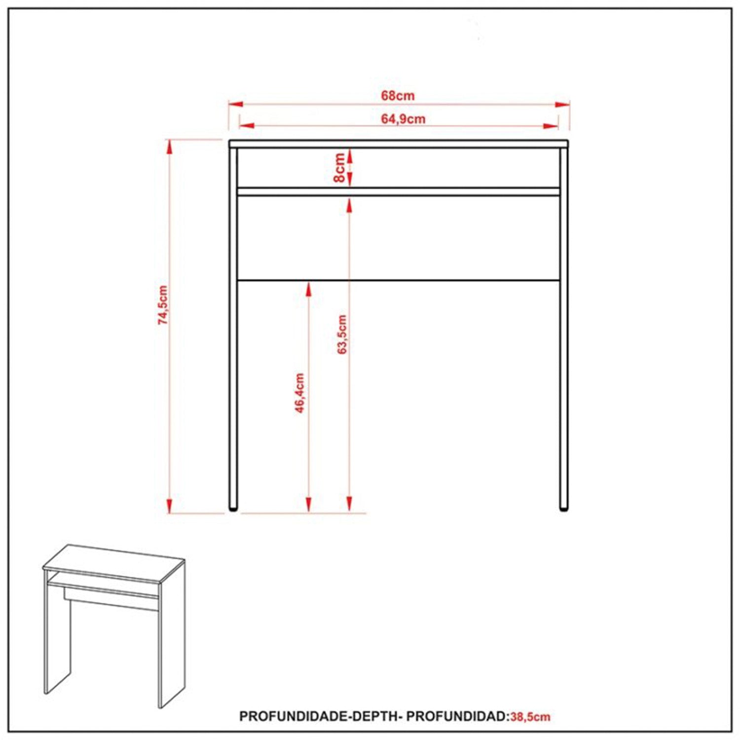 Escritorio Bonn Almendra 68x74.5cm Minimalista - ESCRITORIOS | Bylmo
