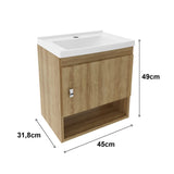 Kit Mueble con Lavamanos Linz Almendra 45x49cm Individual Flotante - MUEBLES PARA LAVAMANOS | Bylmo