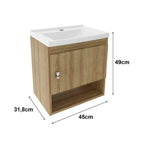 Kit Mueble con Lavamanos Linz Almendra 45x49cm Individual Flotante - MUEBLES PARA LAVAMANOS | Bylmo