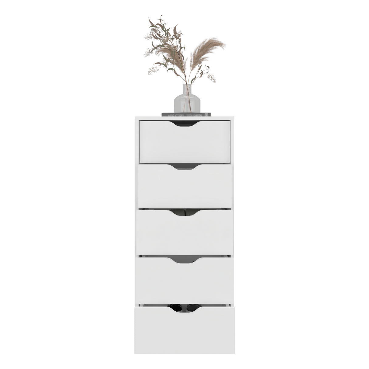 Cajonera Basilea Blanco 45x107.8cm de Cinco Niveles con Cinco Cajones - CAJONERAS Y COMODAS | Bylmo