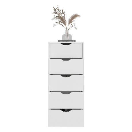 Cajonera Basilea Blanco 45x107.8cm de Cinco Niveles con Cinco Cajones - CAJONERAS Y COMODAS | Bylmo