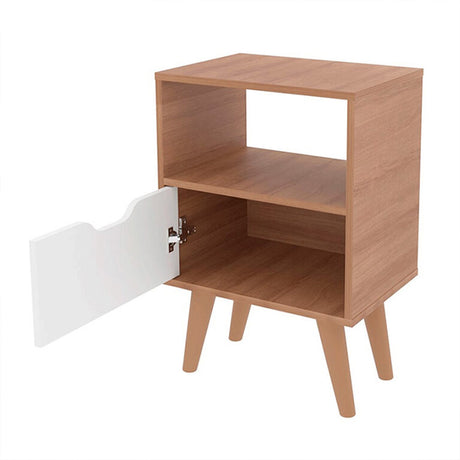 Combo 2 Mesas de Noche Essen Blanco Almendra 25.8x54cm con Un Cajon y un Compartimiento - MESAS DE NOCHE | Bylmo