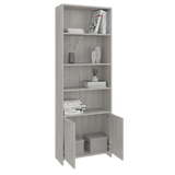 Biblioteca Lisa Cemento 63x180cm Rectangular con Cinco Compartimientos y Cuatro Entrepaños - BIBLIOTECAS Y ESTANTERIAS | Bylmo