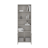 Biblioteca Lisa Cemento 63x180cm Rectangular con Cinco Compartimientos y Cuatro Entrepaños - BIBLIOTECAS Y ESTANTERIAS | Bylmo