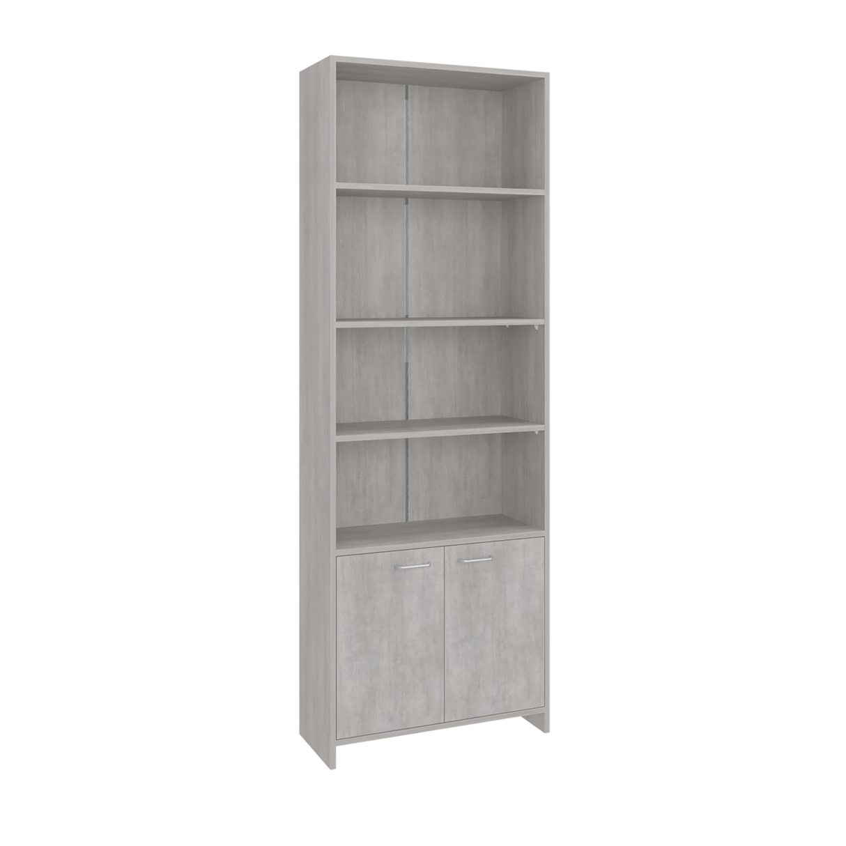 Biblioteca Lisa Cemento 63x180cm Rectangular con Cinco Compartimientos y Cuatro Entrepaños - BIBLIOTECAS Y ESTANTERIAS | Bylmo