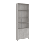 Biblioteca Lisa Cemento 63x180cm Rectangular con Cinco Compartimientos y Cuatro Entrepaños - BIBLIOTECAS Y ESTANTERIAS | Bylmo