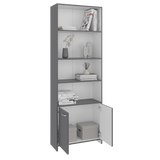 Biblioteca Lisa Plomo y Blanco 63x180cm Rectangular con Cinco Compartimientos y Cuatro Entrepaños - BIBLIOTECAS Y ESTANTERIAS | Bylmo