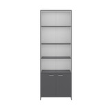Biblioteca Lisa Plomo y Blanco 63x180cm Rectangular con Cinco Compartimientos y Cuatro Entrepaños - BIBLIOTECAS Y ESTANTERIAS | Bylmo