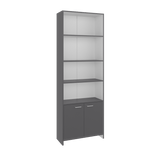 Biblioteca Lisa Plomo y Blanco 63x180cm Rectangular con Cinco Compartimientos y Cuatro Entrepaños - BIBLIOTECAS Y ESTANTERIAS | Bylmo