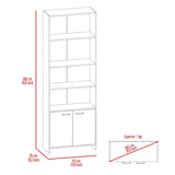 Biblioteca Lisa Plomo y Blanco 63x180cm Rectangular con Cinco Compartimientos y Cuatro Entrepaños - BIBLIOTECAS Y ESTANTERIAS | Bylmo