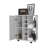 Bar Carro Blanco 60x82.1cm con Cinco Compartimientos y con Seis Portabotellas - BARES | Bylmo