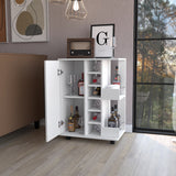 Bar Carro Blanco 60x82.1cm con Cinco Compartimientos y con Seis Portabotellas - BARES | Bylmo