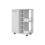 Bar Carro Blanco 60x82.1cm con Cinco Compartimientos y con Seis Portabotellas - BARES | Bylmo