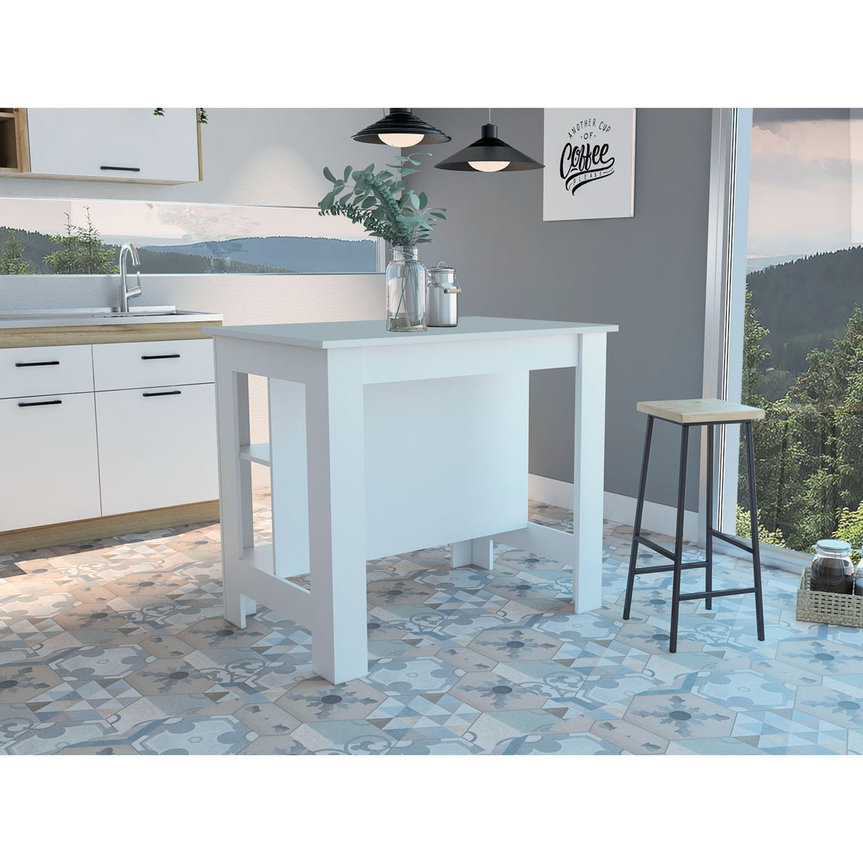 Mueble Auxiliar de Cocina Cala Blanco 103x90cm con Tres Compartimientos - BARRAS Y MUEBLES AUXILIARES | Bylmo
