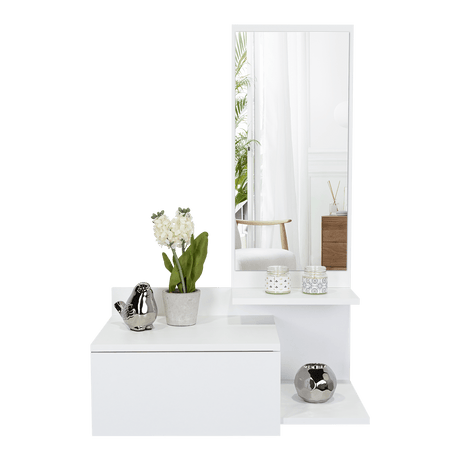 Recibidor Vienna Blanco 60.1x91.95cm con Un Cajón y con Tres Compartimientos - BIFES Y ARRIMOS | Bylmo