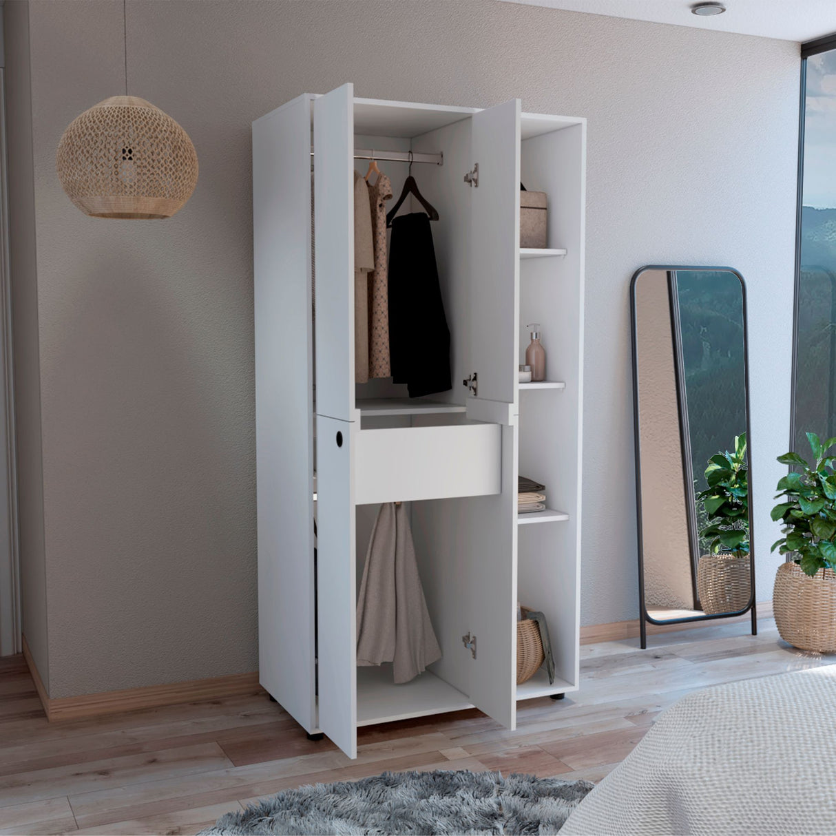 Closet Misuri Blanco 90x182cm con Un Cajón y Siete Compartimientos - CLOSETS | Bylmo