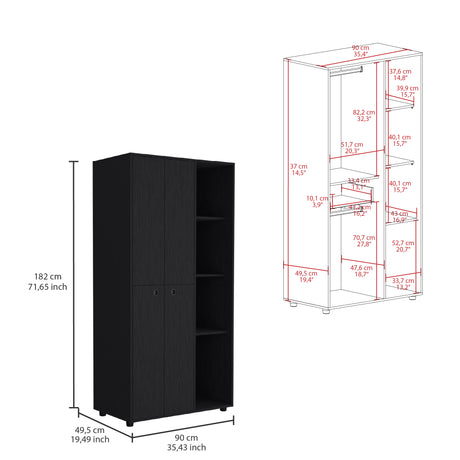 Closet Misuri Wengue 90x182cm con Un Cajón y Siete Compartimientos - CLOSETS | Bylmo