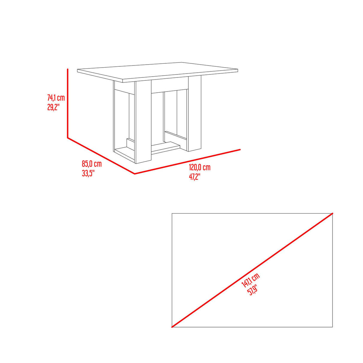 Comedor Volterra Coñac 120x74cm Rectangular De Cuatro Puestos Sin Sillas - COMEDORES | Bylmo