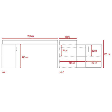 Escritorio En L Axis Blanco 151.5x76.5cm Sin Cajones Y Con Organizador De Libros - ESCRITORIOS | Bylmo