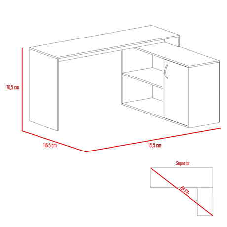 Escritorio En L Axis Blanco 151.5x76.5cm Sin Cajones Y Con Organizador De Libros - ESCRITORIOS | Bylmo