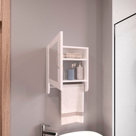 Gabinete De Baño Bath Blanco 45x50cm Cuadrado Con Espejo Y Espacio Para Colgar Toalla De Manos - GABINETES DE BANHO | Bylmo