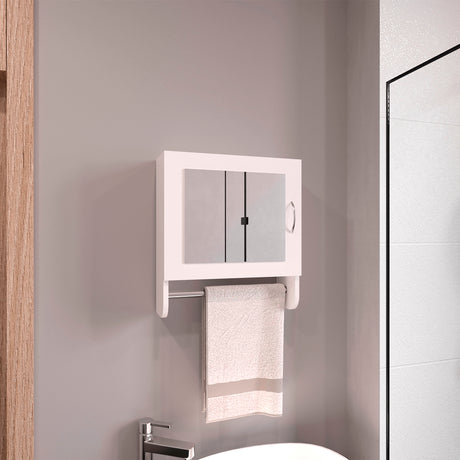 Gabinete De Baño Bath Blanco 45x50cm Cuadrado Con Espejo Y Espacio Para Colgar Toalla De Manos - GABINETES DE BANHO | Bylmo
