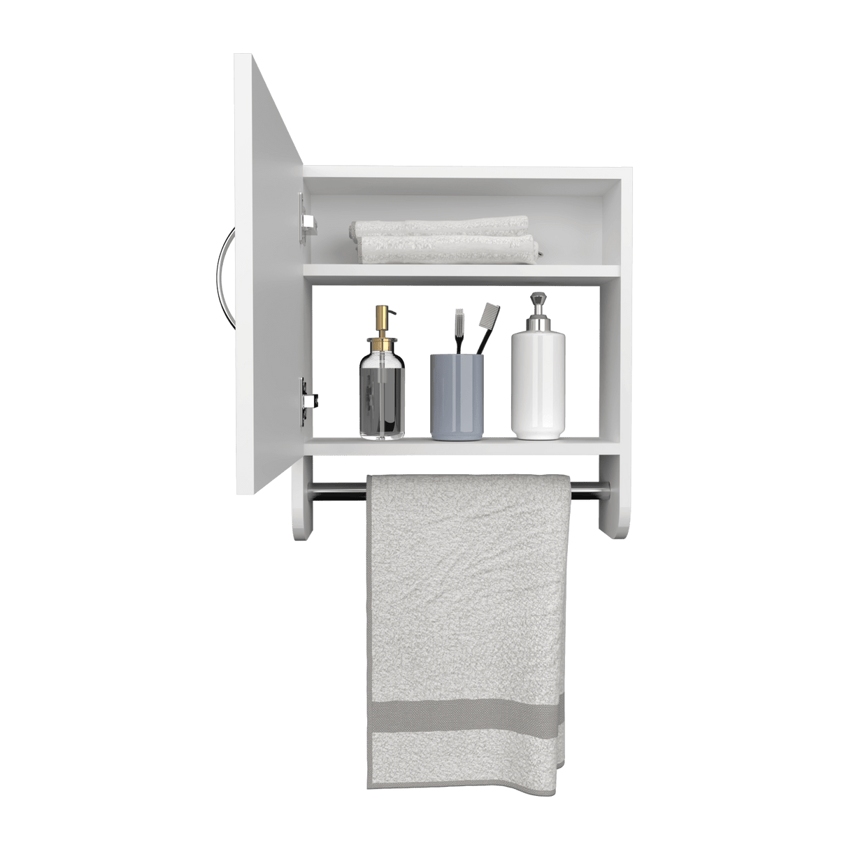 Gabinete De Baño Bath Blanco 45x50cm Cuadrado Con Espejo Y Espacio Para Colgar Toalla De Manos - GABINETES DE BANHO | Bylmo