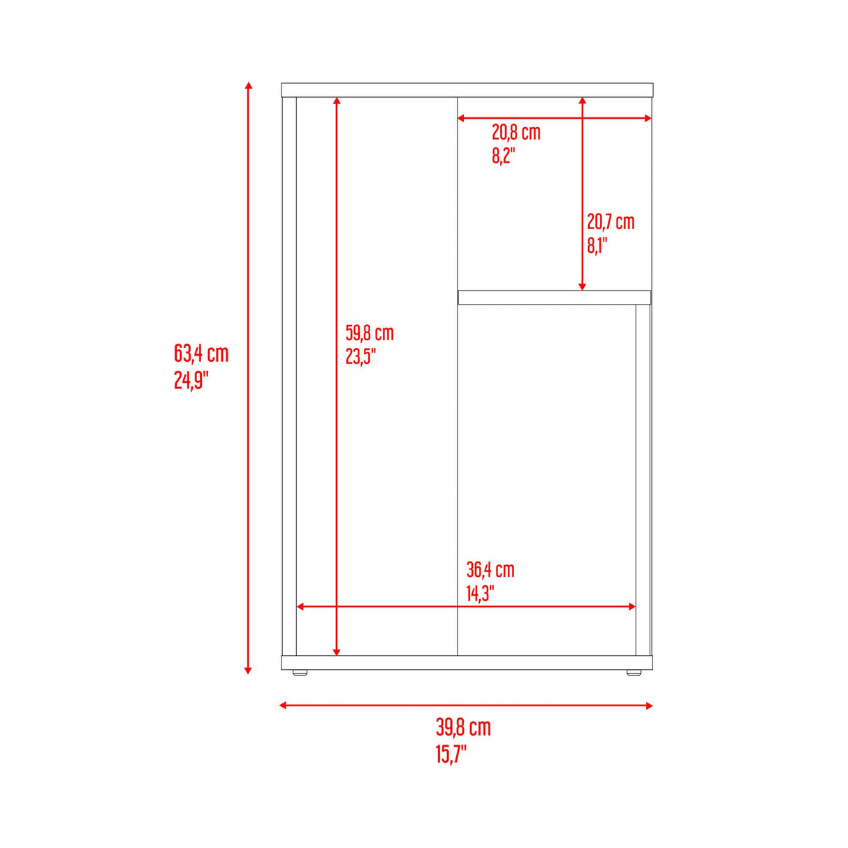 Mesa Auxiliar Everett Fresno 39.8x63.4cm Rectangular Con Tres Compartimientos - MESAS AUXILIARES | Bylmo
