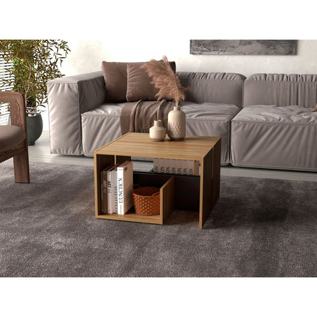 Mesa Auxiliar Everett Fresno 39.8x63.4cm Rectangular con Tres Compartimientos