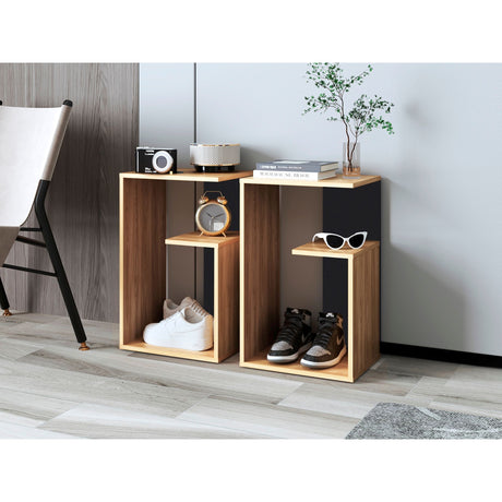 Mesa Auxiliar Everett Fresno 39.8x63.4cm Rectangular con Tres Compartimientos