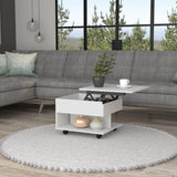 Mesa Auxiliar Transformable Luanda Blanco 55x39.1cm Rectangular Con Ruedas Y Cuatro Compartimientos - MESAS AUXILIARES | Bylmo