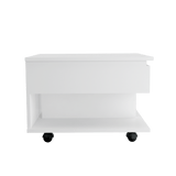 Mesa Auxiliar Transformable Luanda Blanco 55x39.1cm Rectangular Con Ruedas Y Cuatro Compartimientos - MESAS AUXILIARES | Bylmo