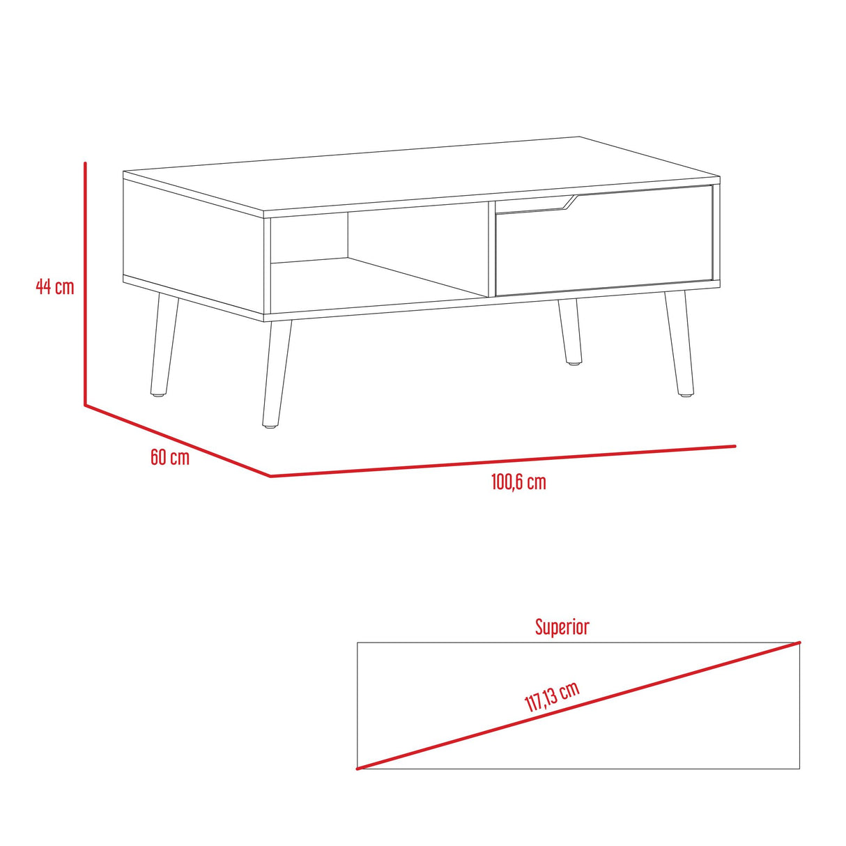 Mesa De Centro Oslo Macadamia 100.6x42cm Rectangular Con Patas - MESAS DE CENTRO | Bylmo