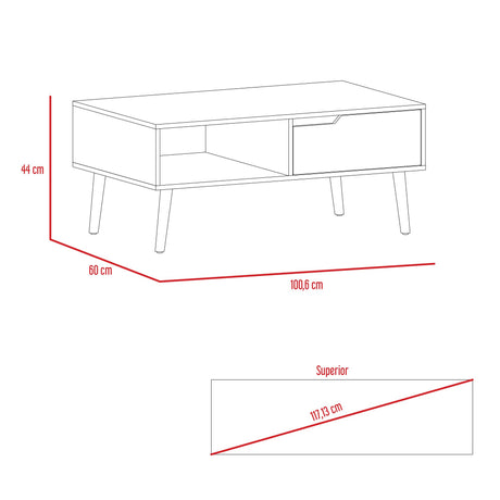 Mesa De Centro Oslo Macadamia 100.6x42cm Rectangular Con Patas - MESAS DE CENTRO | Bylmo