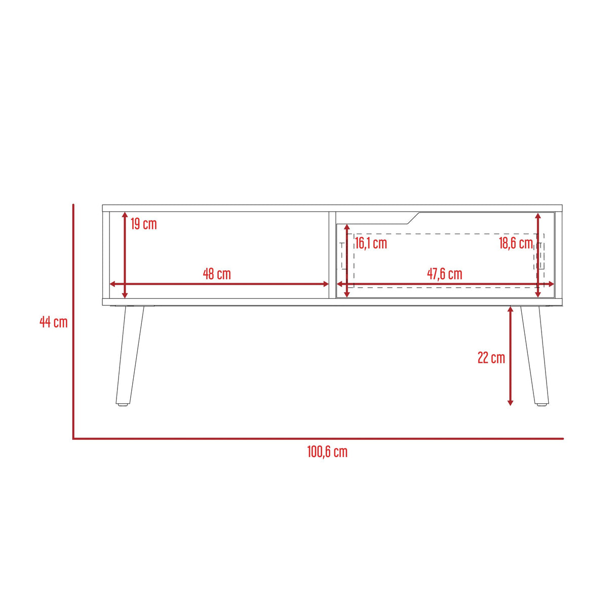 Mesa De Centro Oslo Macadamia 100.6x42cm Rectangular Con Patas - MESAS DE CENTRO | Bylmo