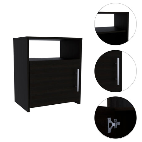 Mesa De Noche Nordico Wengue 50.5x58cm Con Un Entrepaño Y Dos Compartimientos - MESAS DE NOCHE | Bylmo