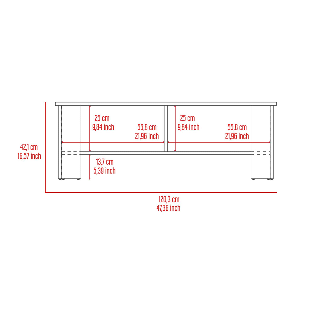 Mesa para TV Navia Bardolino 120.3x42.1cm para TV Hasta 55" Pulgadas con Tres Compartimientos - MUEBLES DE TV | Bylmo